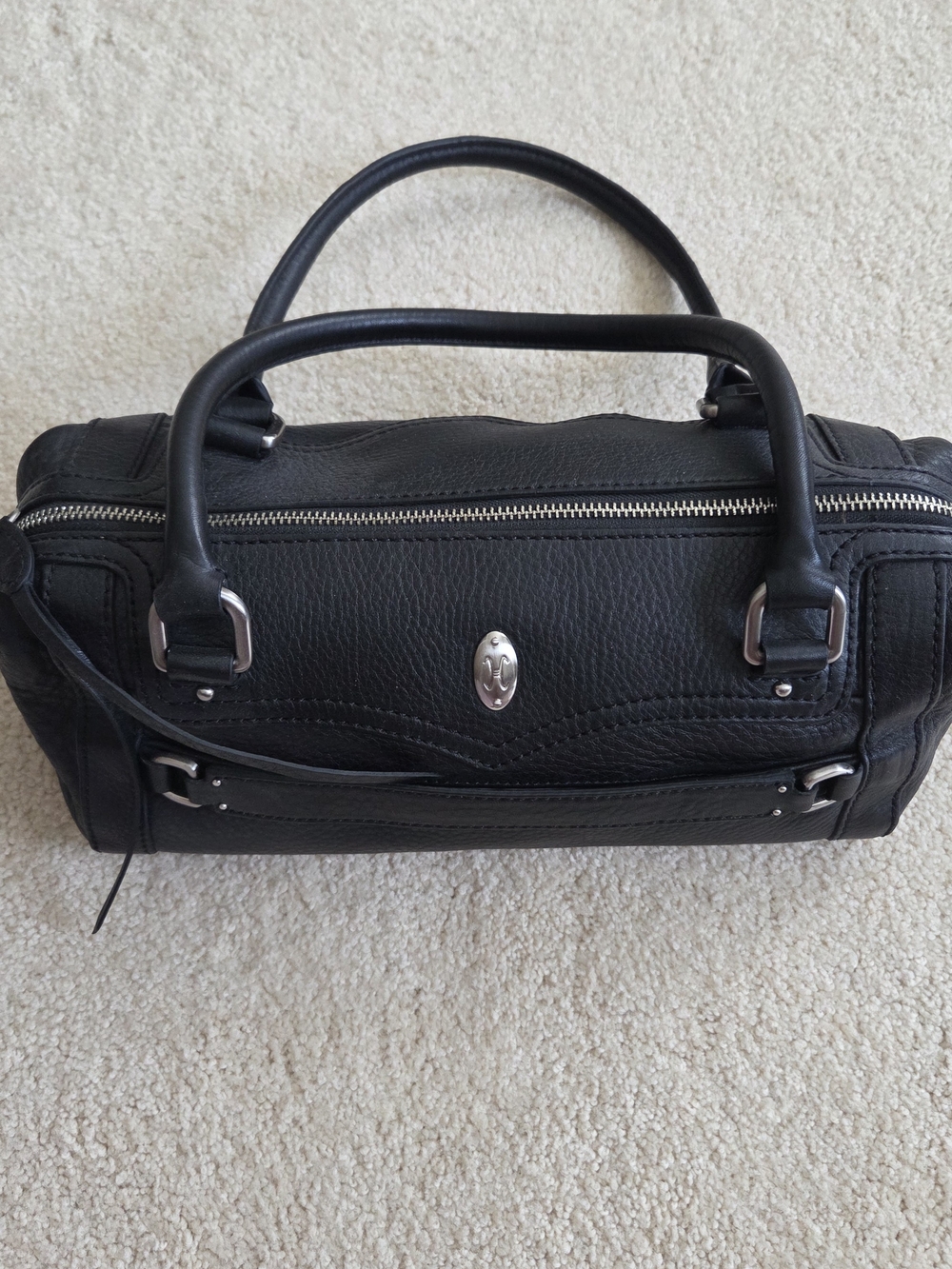 Cole Hann Black and Cream Leather Tote